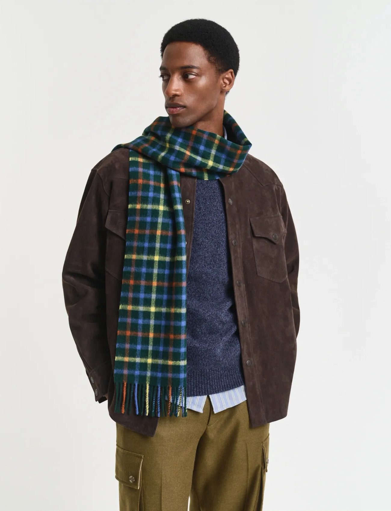 GANT Wool Checked Scarf, One Size, Multi/patterned, Tørklæder > Vintertørklæder, Herre