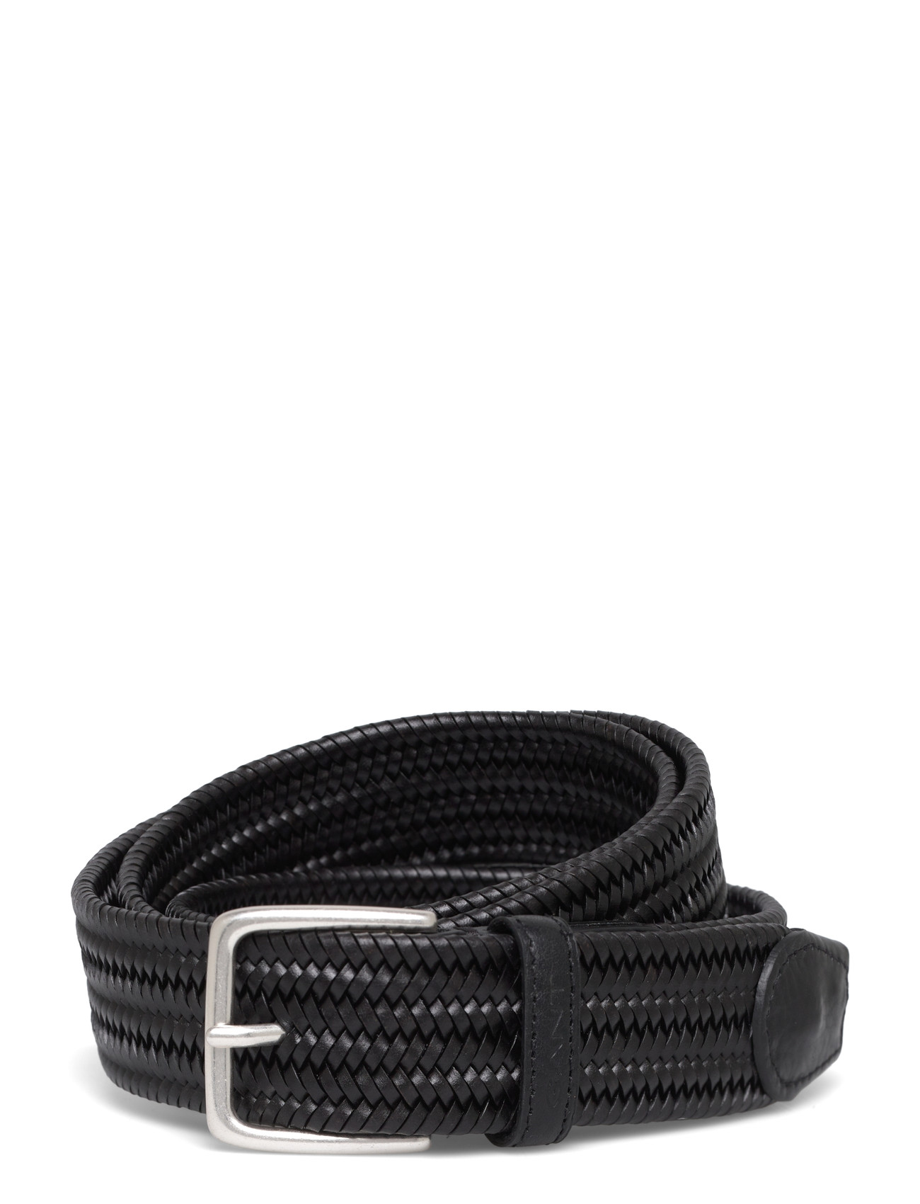 GANT Leather Elastic Braided Belt, 105, Black, Bælter > Flettet Bælte, Herre