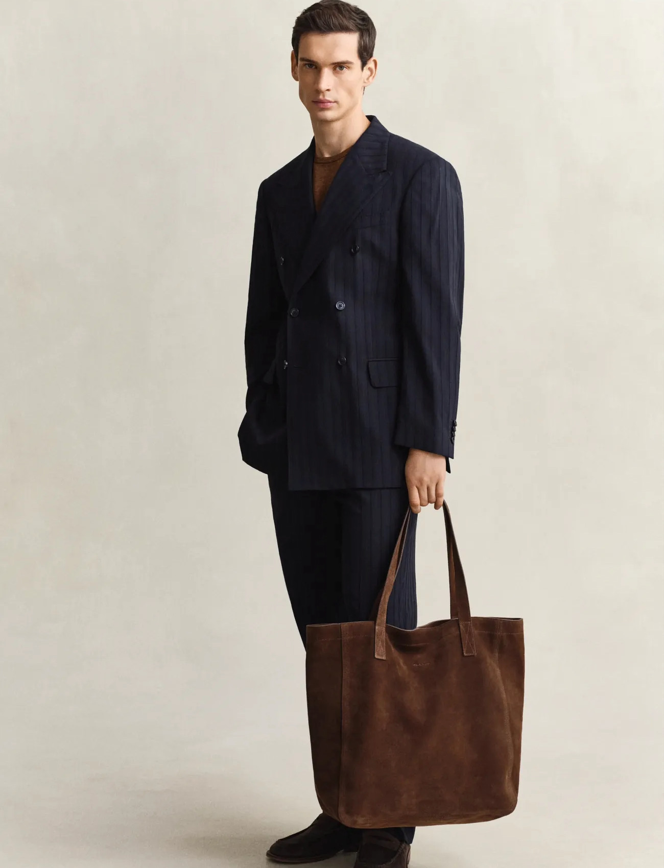 GANT Suede Tote Bag, One Size, Brown, Tasker > Shoppere, Herre