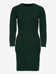 STRETCH COTTON CABLE DRESS - TARTAN GREEN