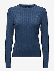 STRETCH COTTON CABLE C-NECK - HURRICANE BLUE