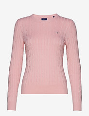 STRETCH COTTON CABLE C-NECK - PREPPY PINK
