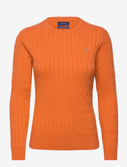 STRETCH COTTON CABLE C-NECK - PUMPKIN ORANGE