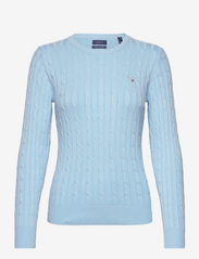 STRETCH COTTON CABLE C-NECK - WATERFALL BLUE