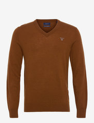 MD. EXTRAFINE LAMBSWOOL V-NECK - CHOCOLATE BROWN