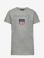 GANT - GANT SHIELD SS T-SHIRT - t-shirt à manches courtes avec motif - light grey melange - 0