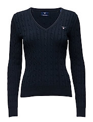 GANT Stretch Cotton Cable V-neck - Jumpers - Boozt.com