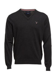 COTTON WOOL V-NECK - DK CHARCOAL MELANGE