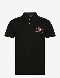 ARCHIVE SHIELD SS PIQUE - short-sleeved polos - black