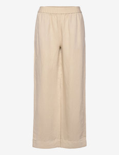 D2. LINEN VISCOSE PULL-ON PANTS - spodnie szerokie - desert beige
