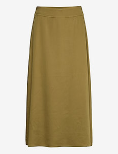 D1. FLUID LONG SKIRT - midi skirts - olive green