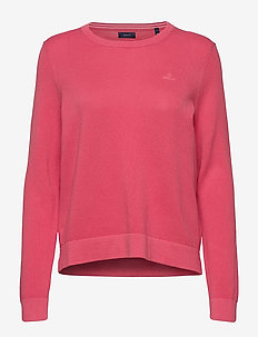 COTTON PIQUE C-NECK - jumpers - blush pink