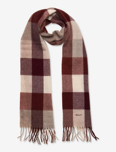 O1. MULTICHECK LAMBSWOOL SCARF - winter scarves - burnt ochre