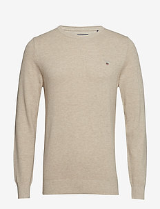 Under 1000kr | Stort utbud av nya styles | O1. Pique Textured Crew (Eggshell) (749.50 kr) Gant