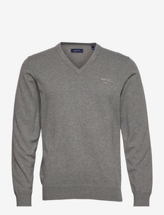 CLASSIC COTTON V-NECK - knitted v-necks - dark grey melange