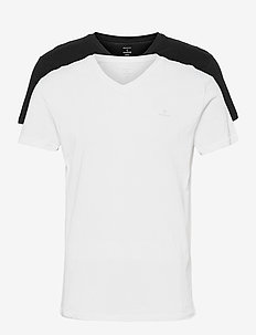 V-NECK T-SHIRT 2-PACK - t-kreklu multipaka - black / white