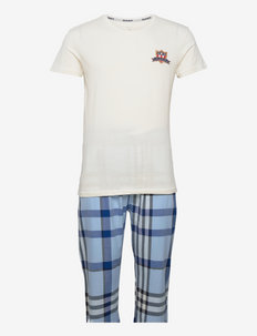 TARTAN FLANNEL PJ PANTS AND T GB - pyjamasetit - capri blue