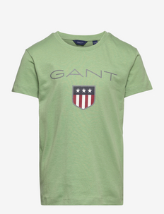 GANT SHIELD SS T-SHIRT - wzorzysty t-shirt z krótkimi rękawami - eucalyptus green