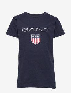 GANT SHIELD SS T-SHIRT - mönstrade kortärmade t-shirts - evening blue