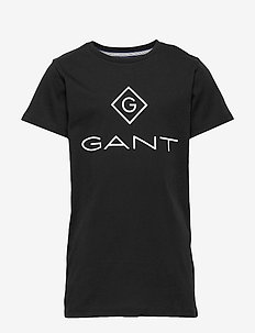 GANT LOCK-UP SS T-SHIRT - mönstrade kortärmade t-shirts - black