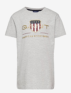 ARCHIVE SHIELD SS T-SHIRT - pattern short-sleeved t-shirt - light grey melange