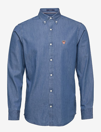 D1. REG INDIGO BANNER SHIELD BD - denim shirts - semi light blue