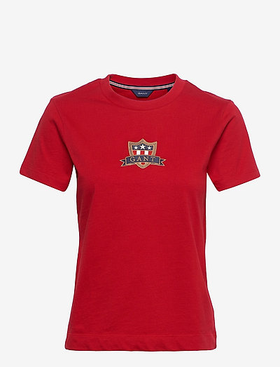 D1. GANT BANNER SHIELD SS T-SHIRT - t-shirts - ruby red