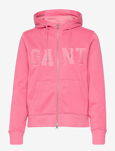 D2. GANT LOGO ZIP HOODIE - hoodies - blush pink