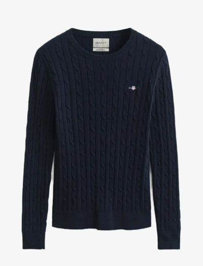 STRETCH COTTON CABLE C-NECK