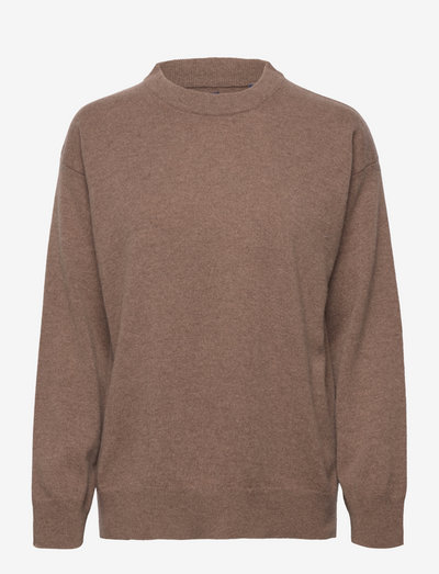 D1. SUPERFINE LAMBSWOOL C-NECK - swetry - mole brown