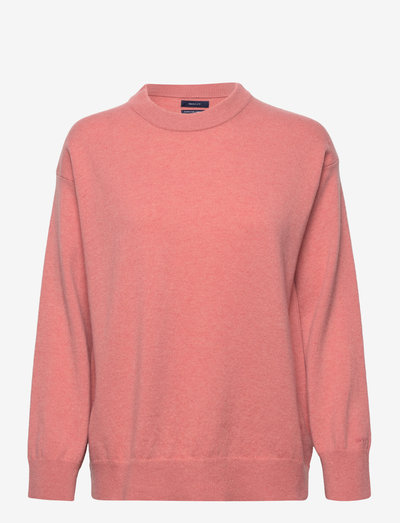 D1. SUPERFINE LAMBSWOOL C-NECK - swetry - terracotta pink