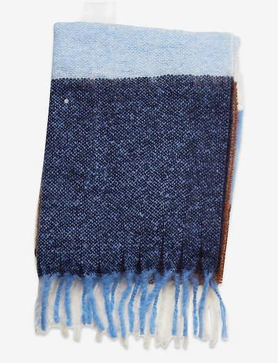 D2. MULTI CHECK MOHAIR WOOL SCARF - winter scarves - evening blue
