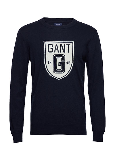 D2. Holiday Intarsia Shield Crew Strickpullover Rundhals Blau GANT