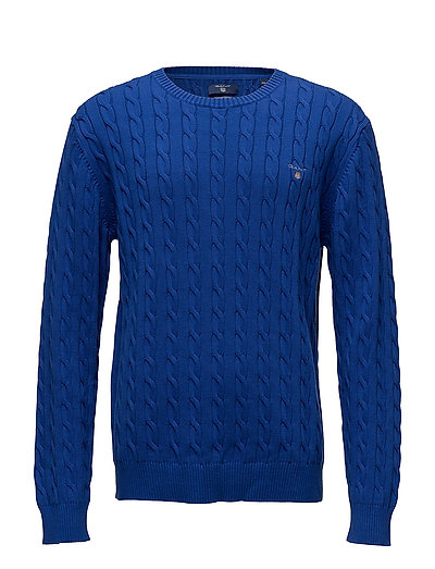 Cotton Cable Crew Strickpullover Rundhals Blau GANT