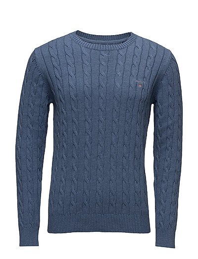 Cotton Cable Crew Strickpullover Rundhals Blau GANT