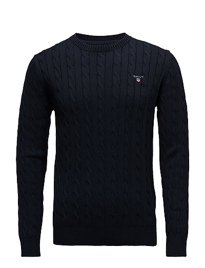 Cotton Cable Crew Strickpullover Rundhals Blau GANT