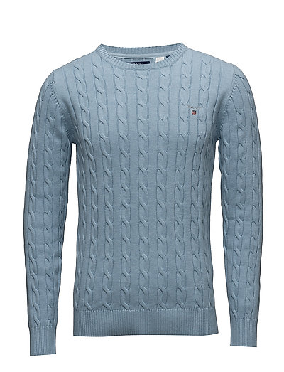 Cotton Cable Crew Strickpullover Rundhals Blau GANT