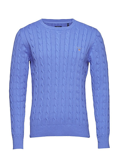 Cotton Cable Crew Strickpullover Rundhals Blau GANT
