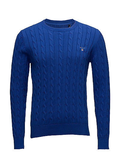 Cotton Cable Crew Strickpullover Rundhals Blau GANT