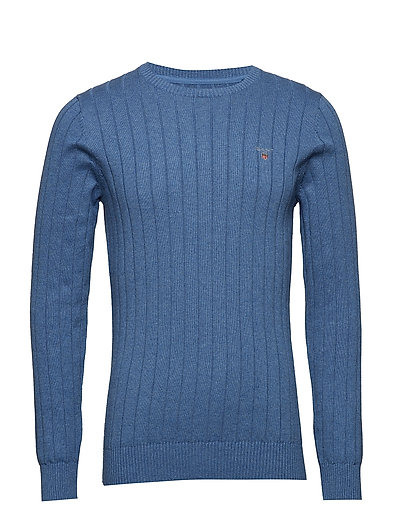 Cotton Rib Crew Strickpullover Rundhals Blau GANT