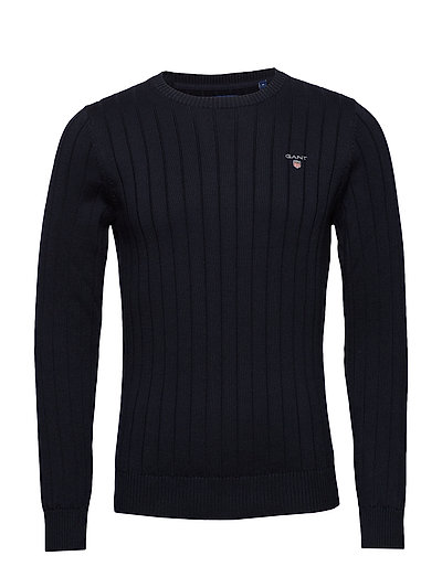 Cotton Rib Crew Strickpullover Rundhals Blau GANT