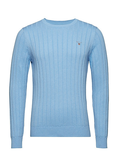 Cotton Rib Crew Strickpullover Rundhals Blau GANT