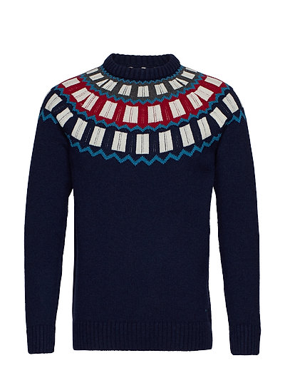 D2. Holiday Fairisle Crew Strickpullover Rundhals Blau GANT