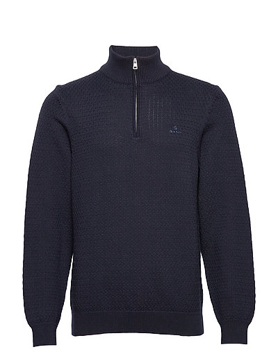 D1. H Ycomb Half Zip Knitwear Half Zip Jumpers Blau GANT