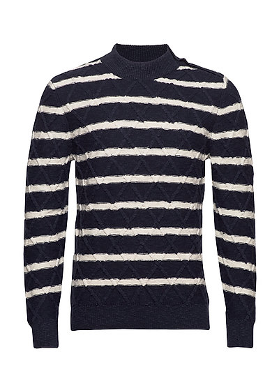 D1. Breton Cable Crew Strickpullover Rundhals Blau GANT