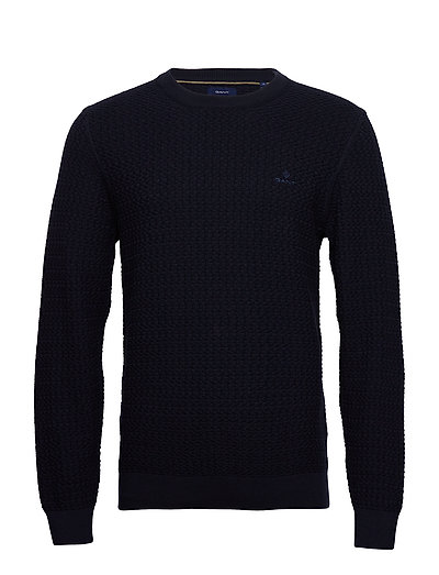 D1. Cotton Texture Crew Strickpullover Rundhals Blau GANT