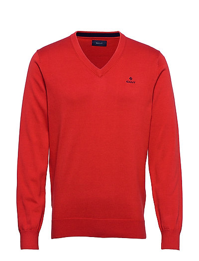 Classic Cotton V-Neck Strickpullover V-Ausschnitt Rot GANT