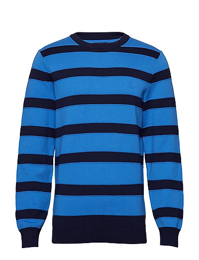 O1. Knitted Striped Crew Strickpullover Rundhals Blau GANT