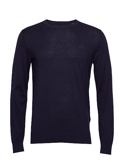 D1. Cotton Cashmere C-Neck Strickpullover Rundhals Blau GANT
