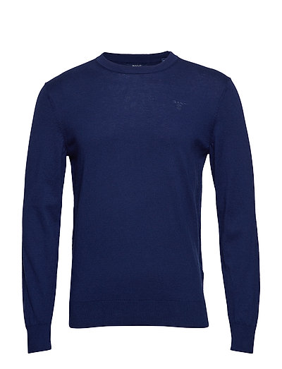 D1. Cotton Cashmere C-Neck Strickpullover Rundhals Blau GANT